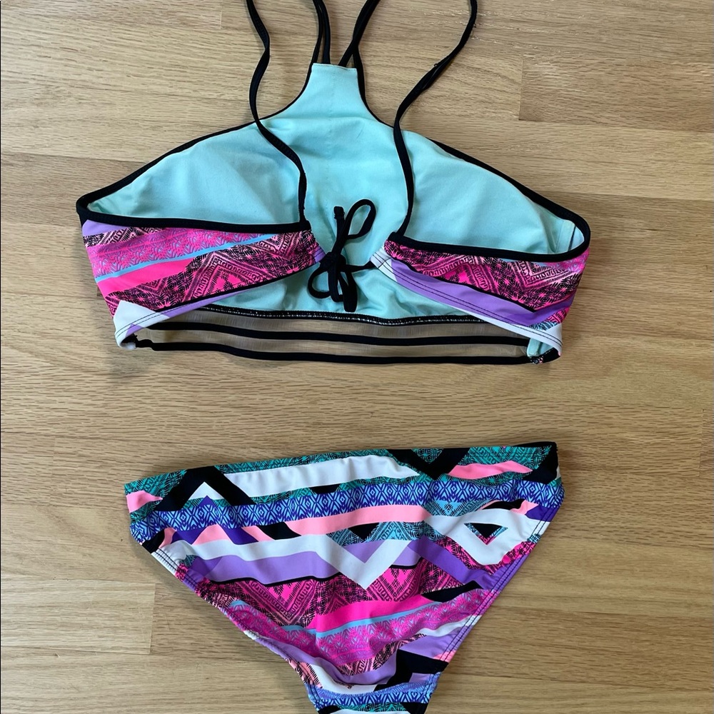 OP 2 Piece Colorful Swim Suit (Bottoms Size Medium, Top Size XL) - Picture 2 of 12